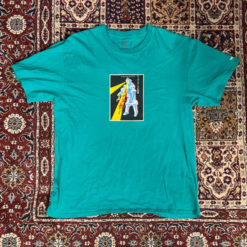 Theories Of Atlantis Large Teal skateboard T shirt with Japanese anime comic sk8